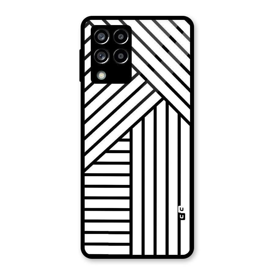 Lines Pattern Stripes Glass Back Case for Galaxy M53 5G