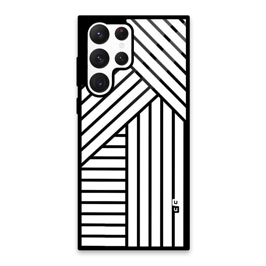 Lines Pattern Stripes Glass Back Case for Galaxy S22 Ultra 5G