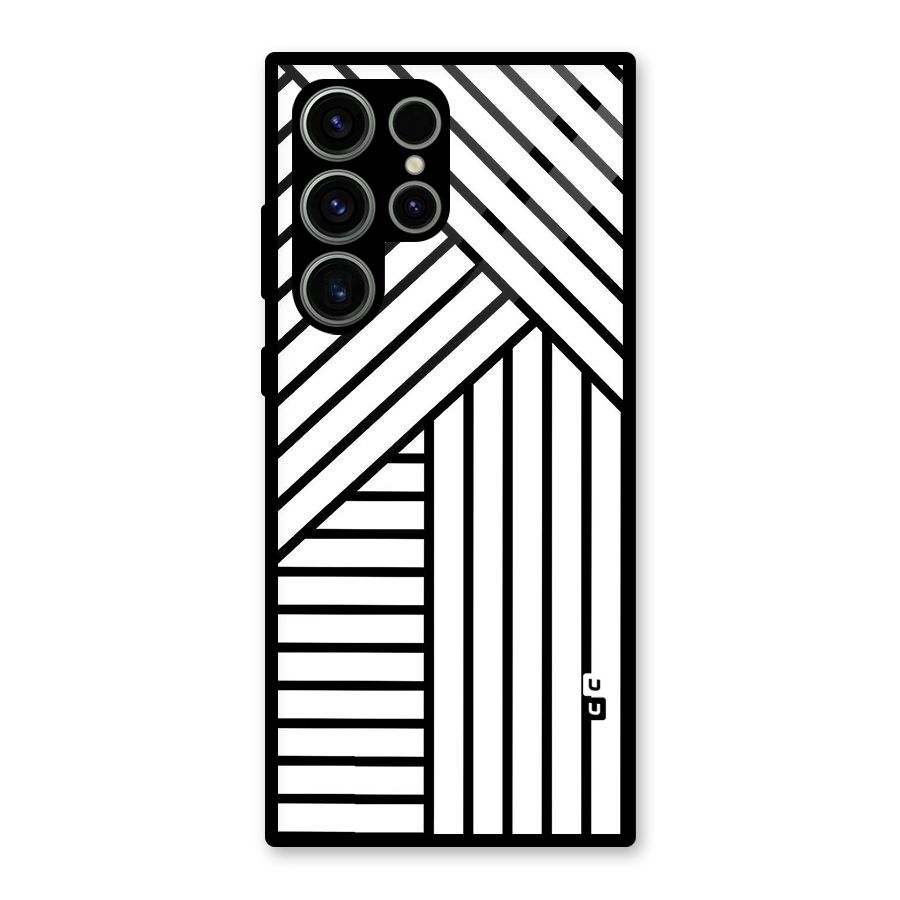 Lines Pattern Stripes Glass Back Case for Galaxy S23 Ultra