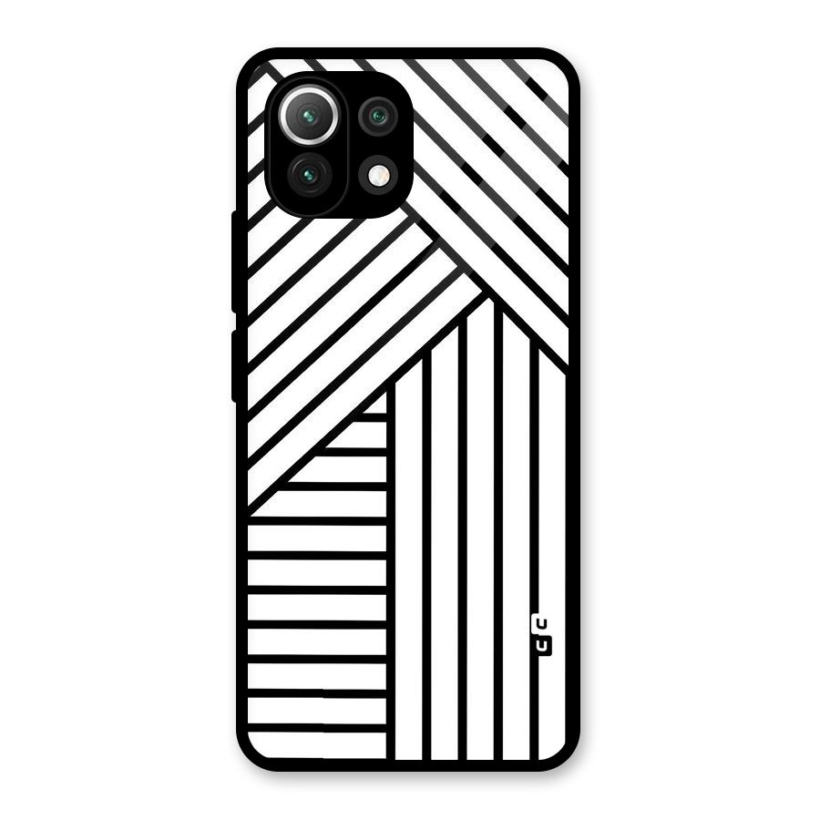 Lines Pattern Stripes Glass Back Case for Mi 11 Lite