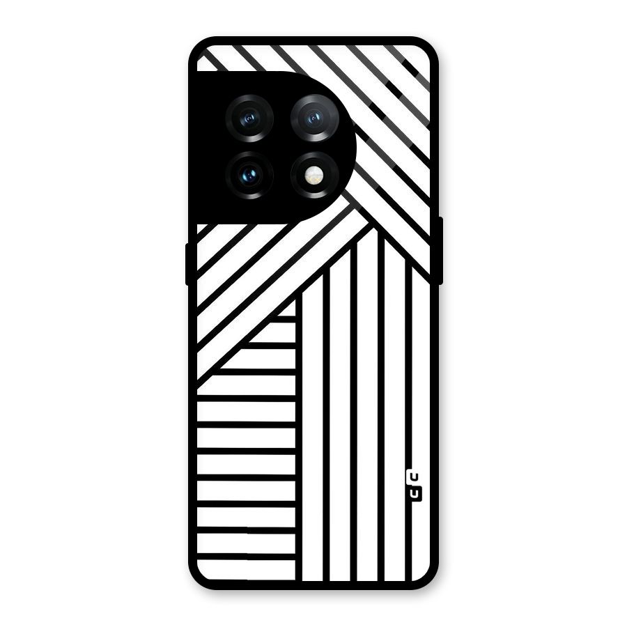 Lines Pattern Stripes Glass Back Case for OnePlus 11