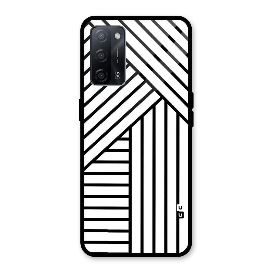 Lines Pattern Stripes Glass Back Case for Oppo A53s 5G
