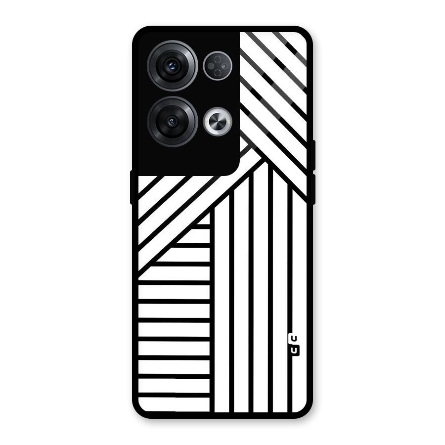 Lines Pattern Stripes Glass Back Case for Oppo Reno8 Pro 5G