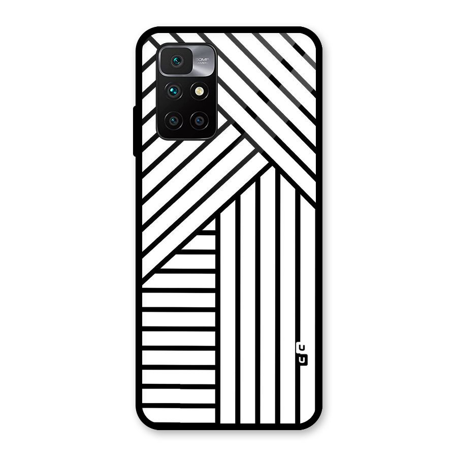 Lines Pattern Stripes Glass Back Case for Redmi 10 Prime