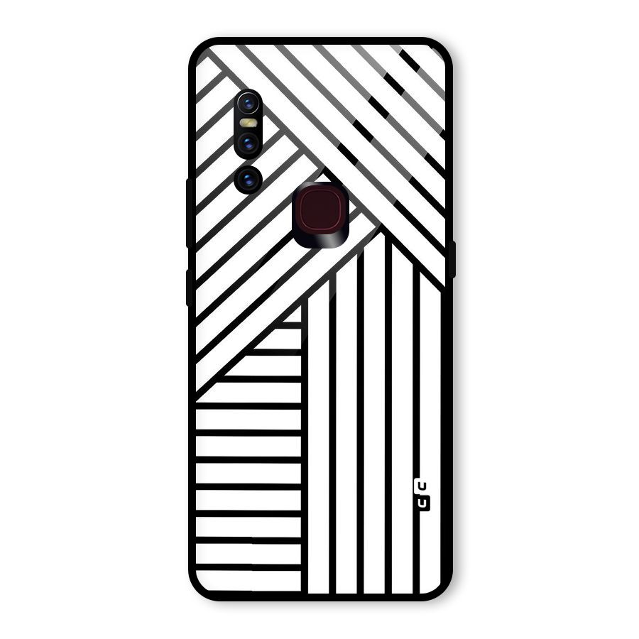 Lines Pattern Stripes Glass Back Case for Vivo V15