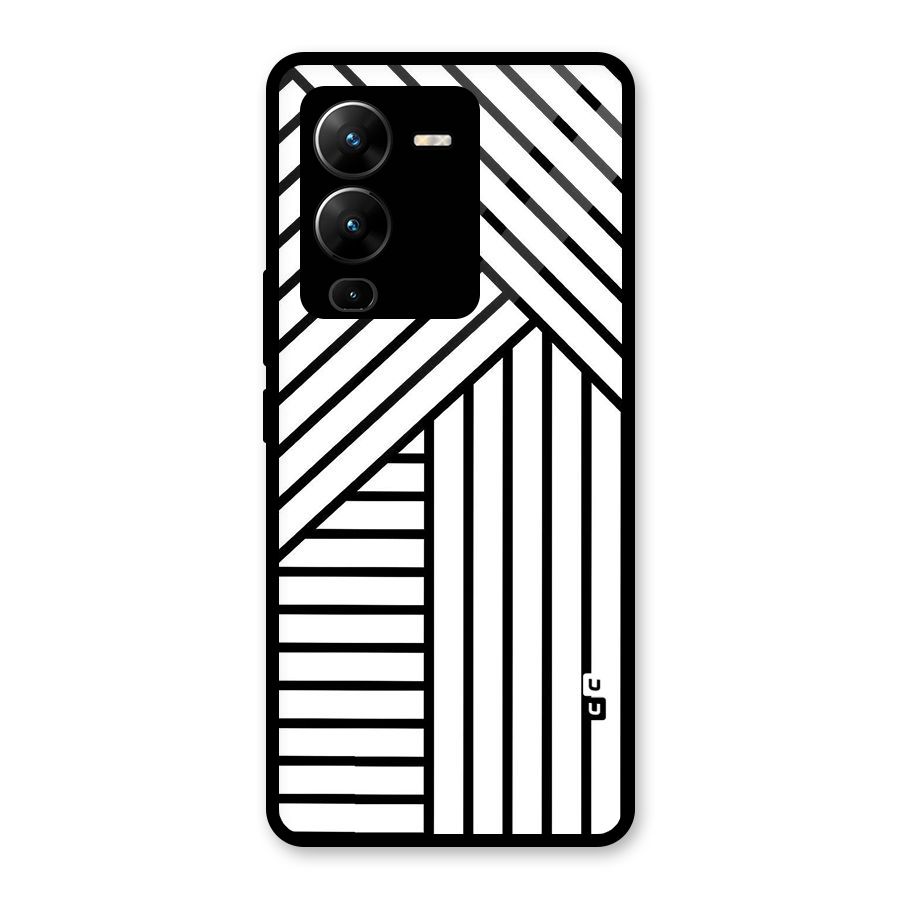 Lines Pattern Stripes Glass Back Case for Vivo V25 Pro
