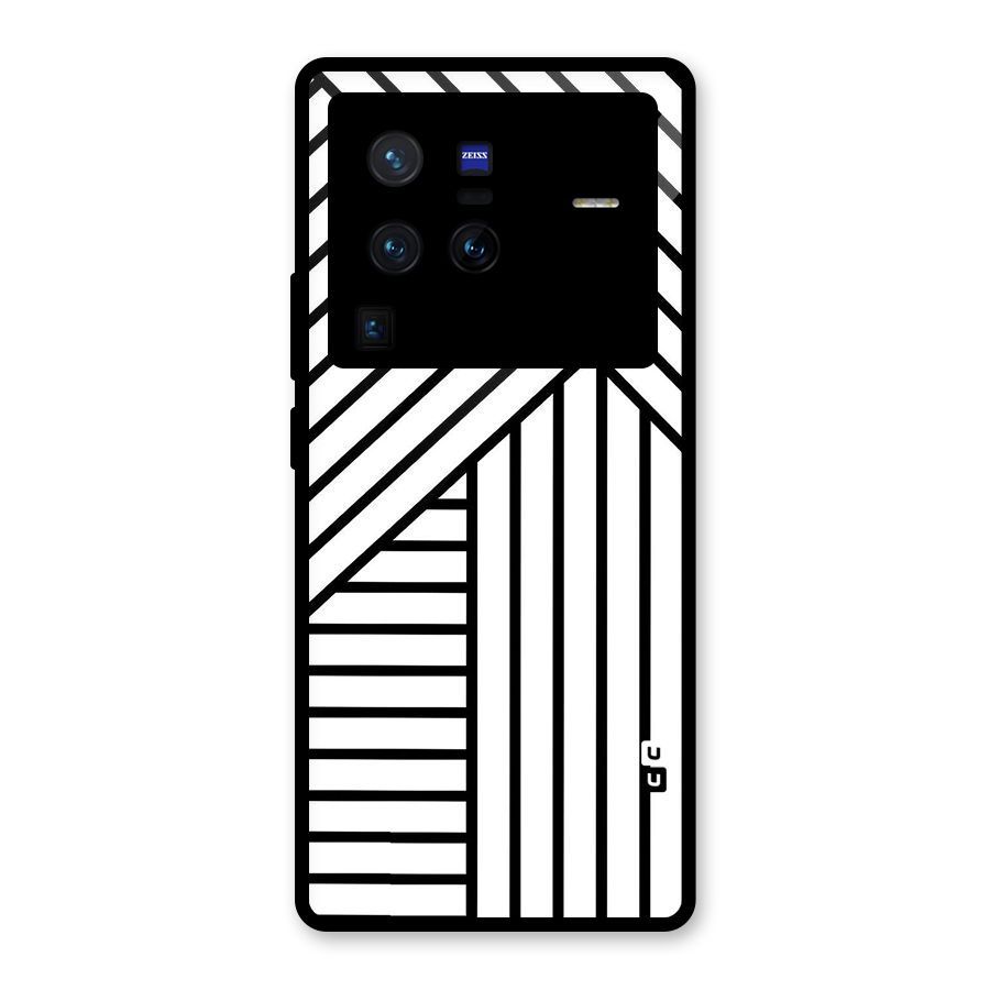 Lines Pattern Stripes Glass Back Case for Vivo X80 Pro