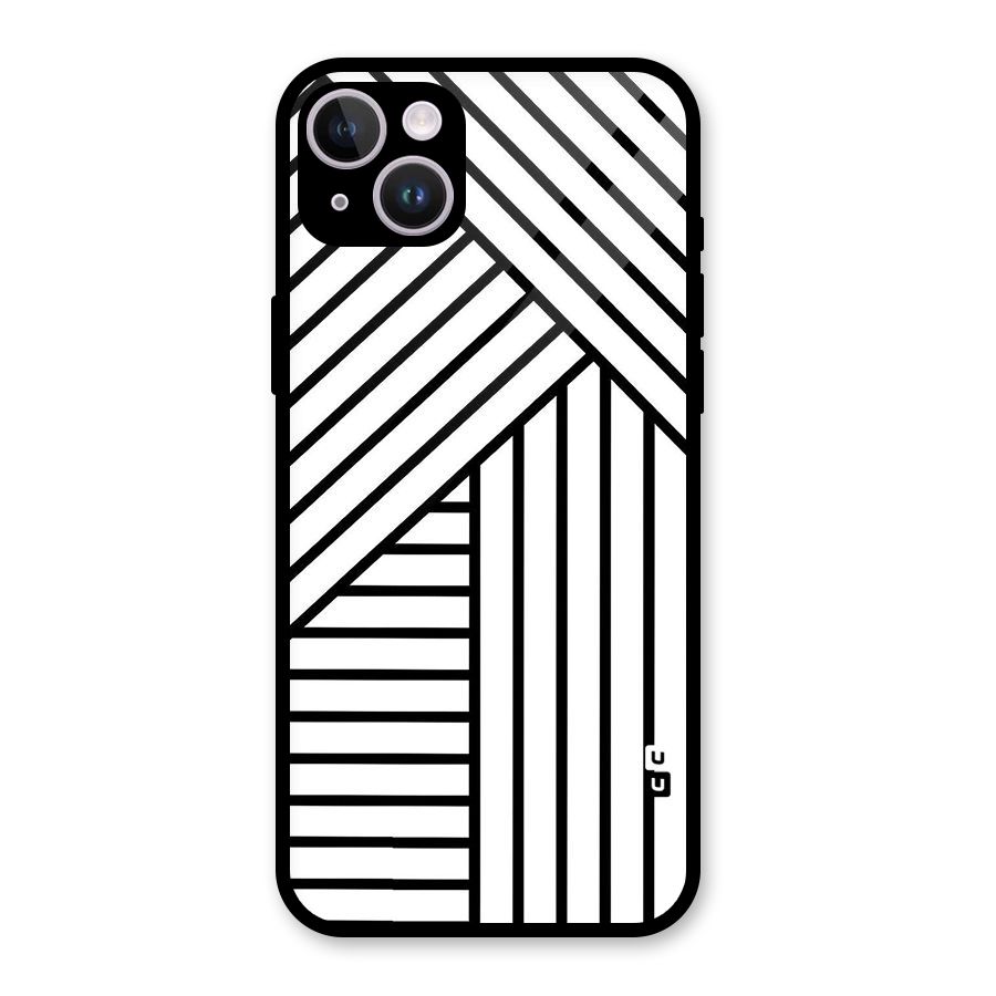 Lines Pattern Stripes Glass Back Case for iPhone 14 Plus