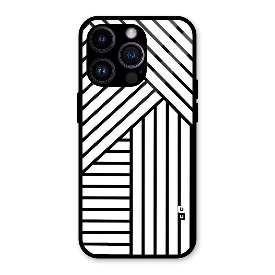 Lines Pattern Stripes Glass Back Case for iPhone 14 Pro