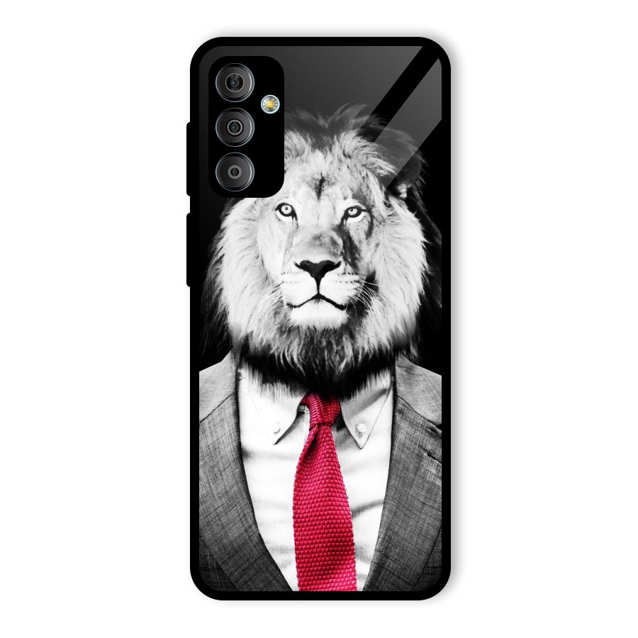 Lion with Red Tie Glass Back Case for Galaxy F23