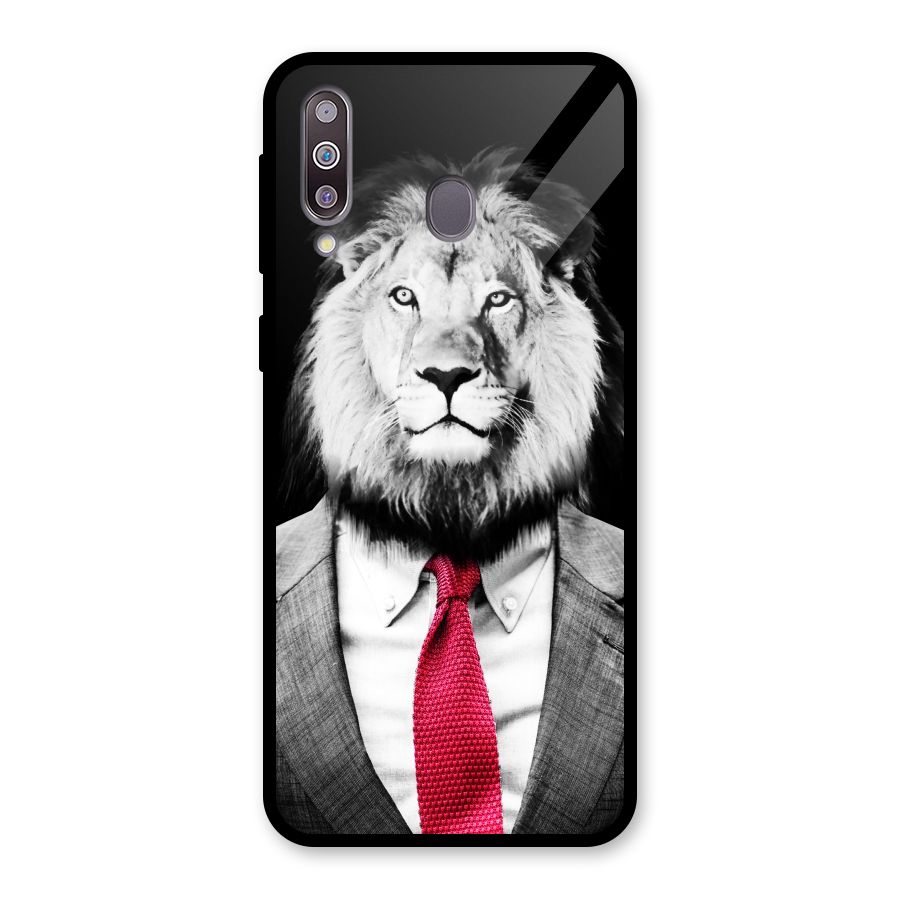 Lion with Red Tie Glass Back Case for Galaxy M30