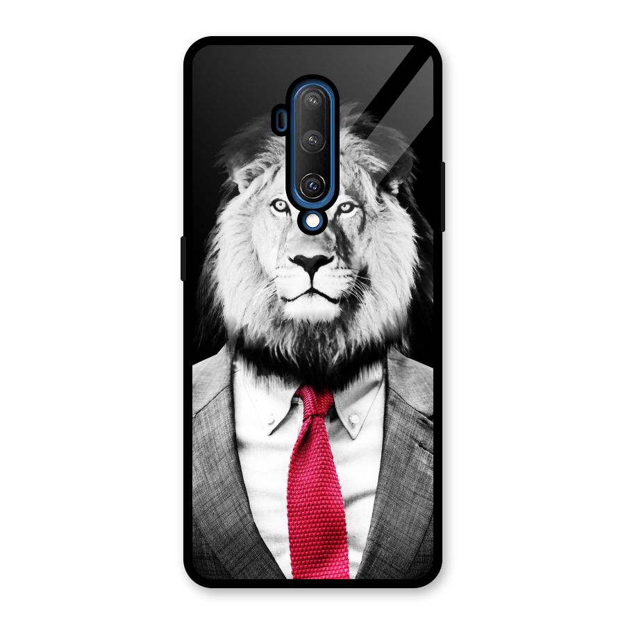 Lion with Red Tie Glass Back Case for OnePlus 7T Pro