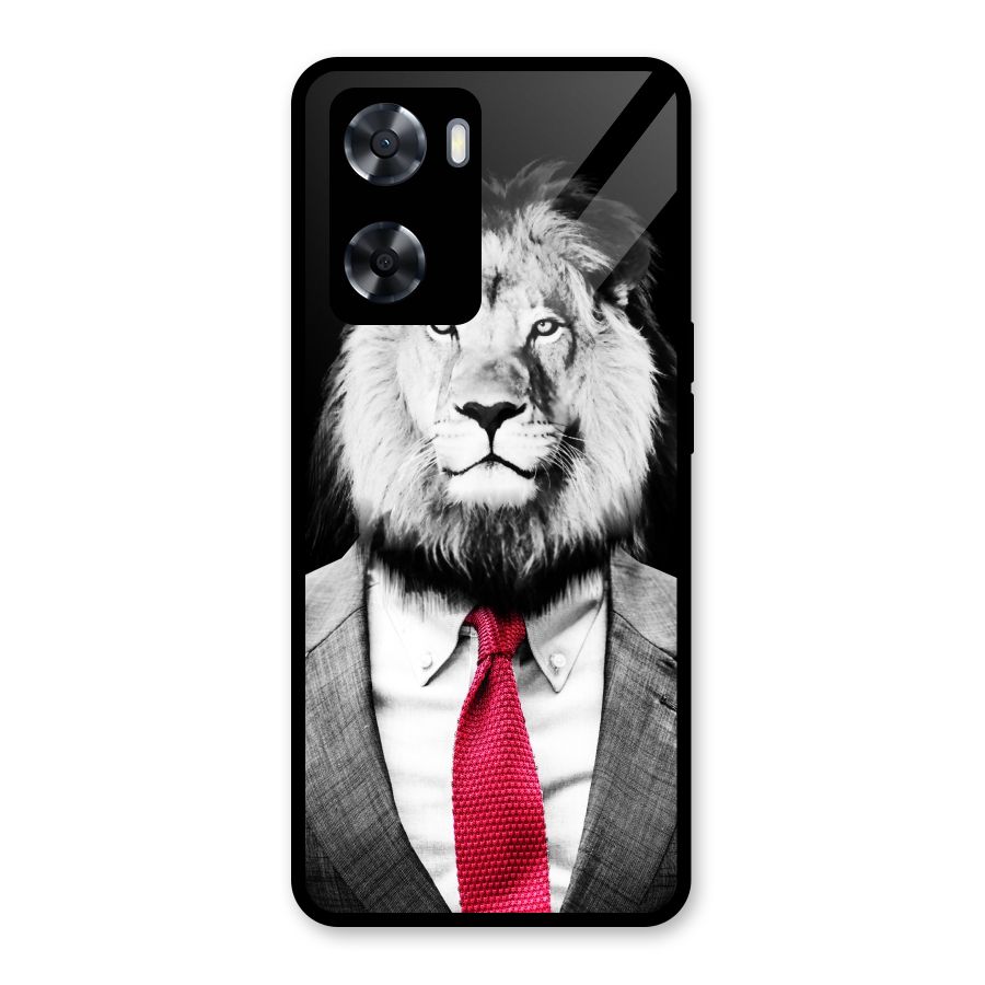 Lion with Red Tie Glass Back Case for Oppo A57 2022