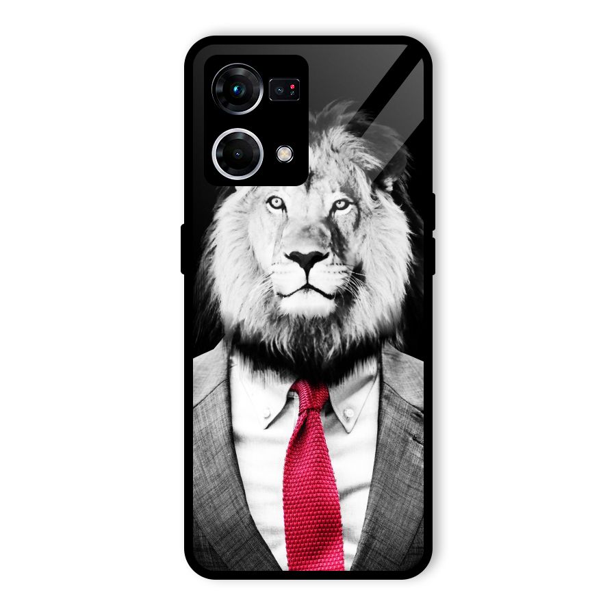 Lion with Red Tie Glass Back Case for Oppo F21 Pro 5G