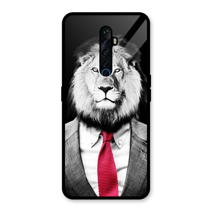 Lion with Red Tie Glass Back Case for Oppo Reno2 Z