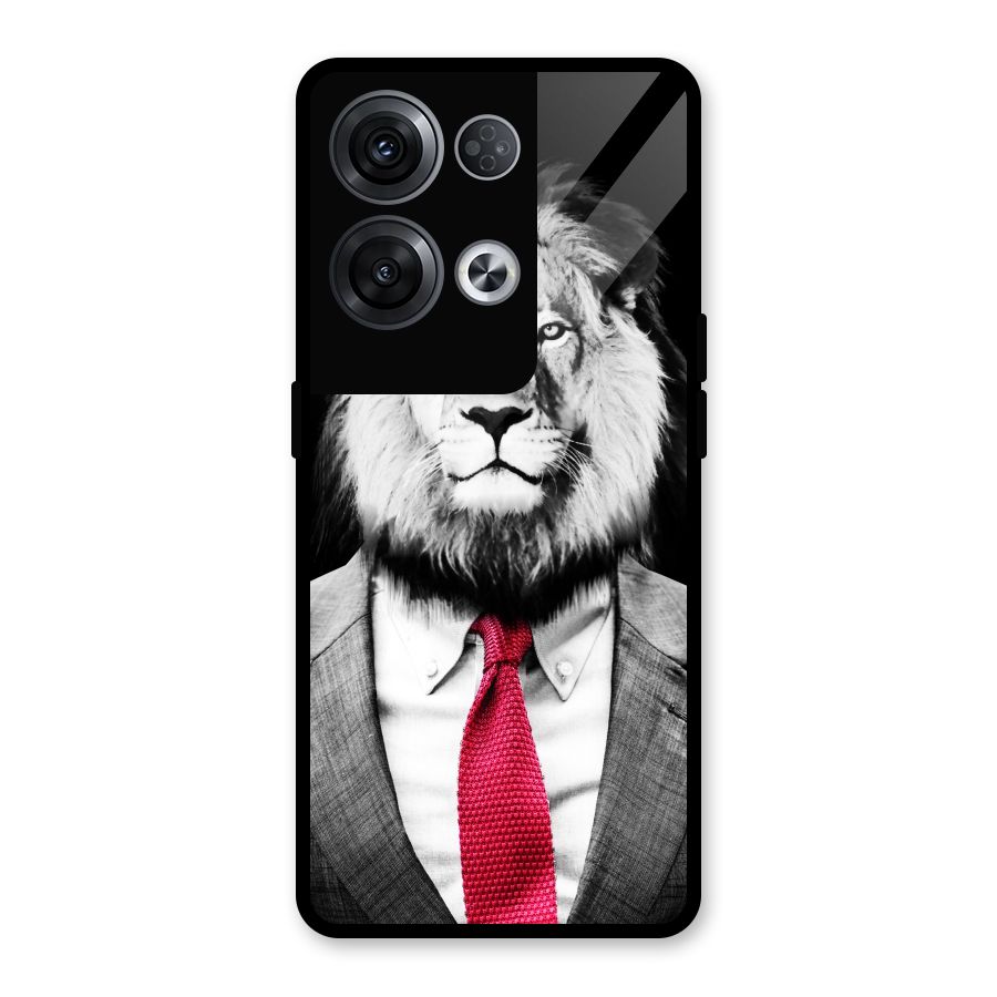 Lion with Red Tie Glass Back Case for Oppo Reno8 Pro 5G
