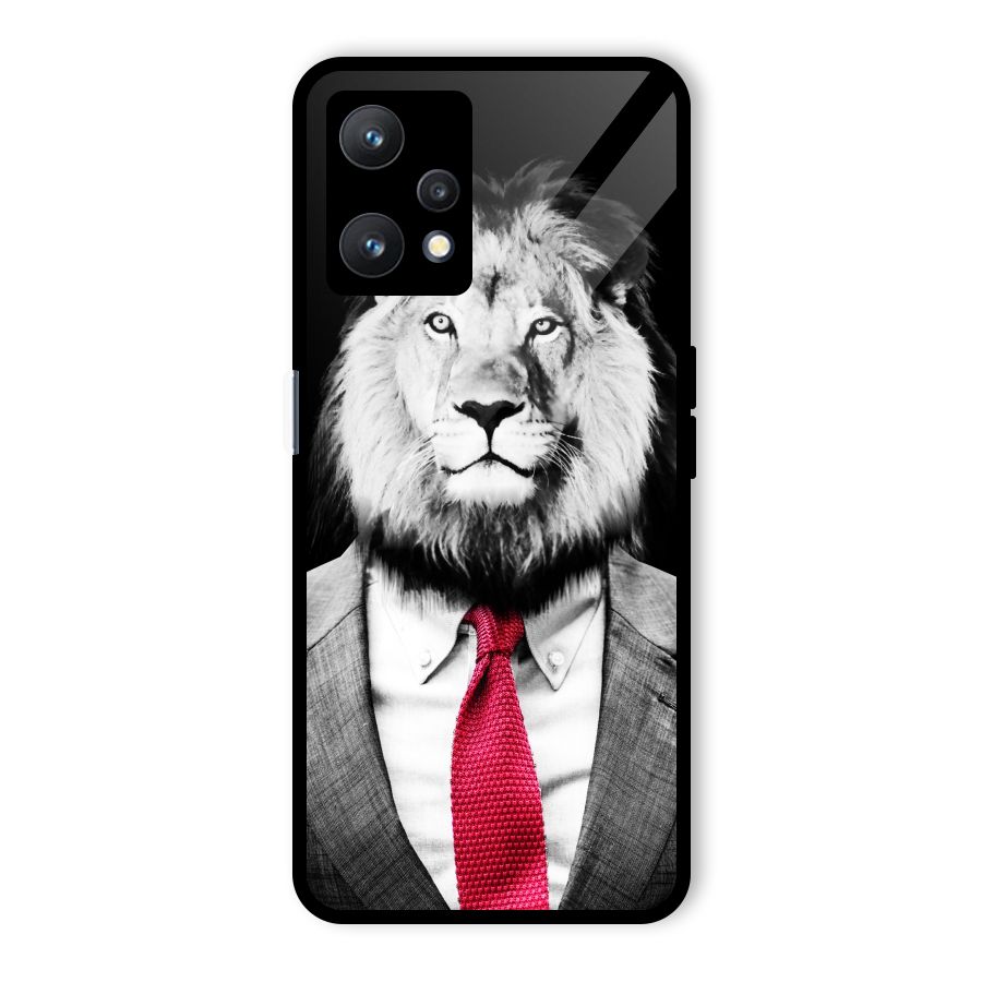Lion with Red Tie Glass Back Case for Realme 9 Pro 5G