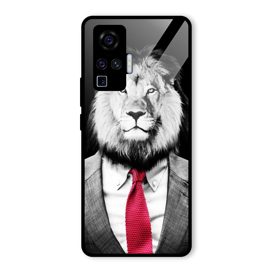 Lion with Red Tie Glass Back Case for Vivo X50 Pro