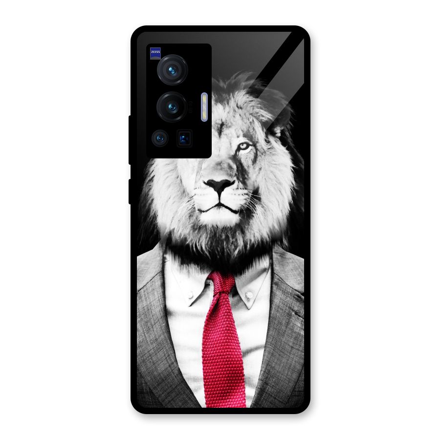 Lion with Red Tie Glass Back Case for Vivo X70 Pro