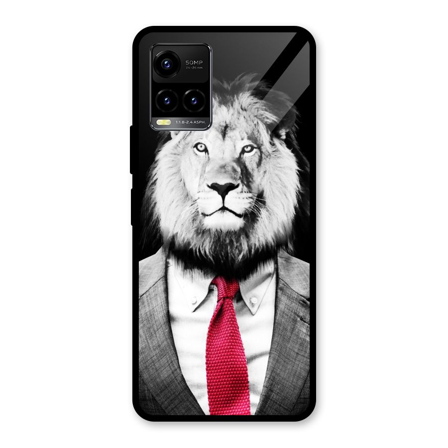 Lion with Red Tie Glass Back Case for Vivo Y21T