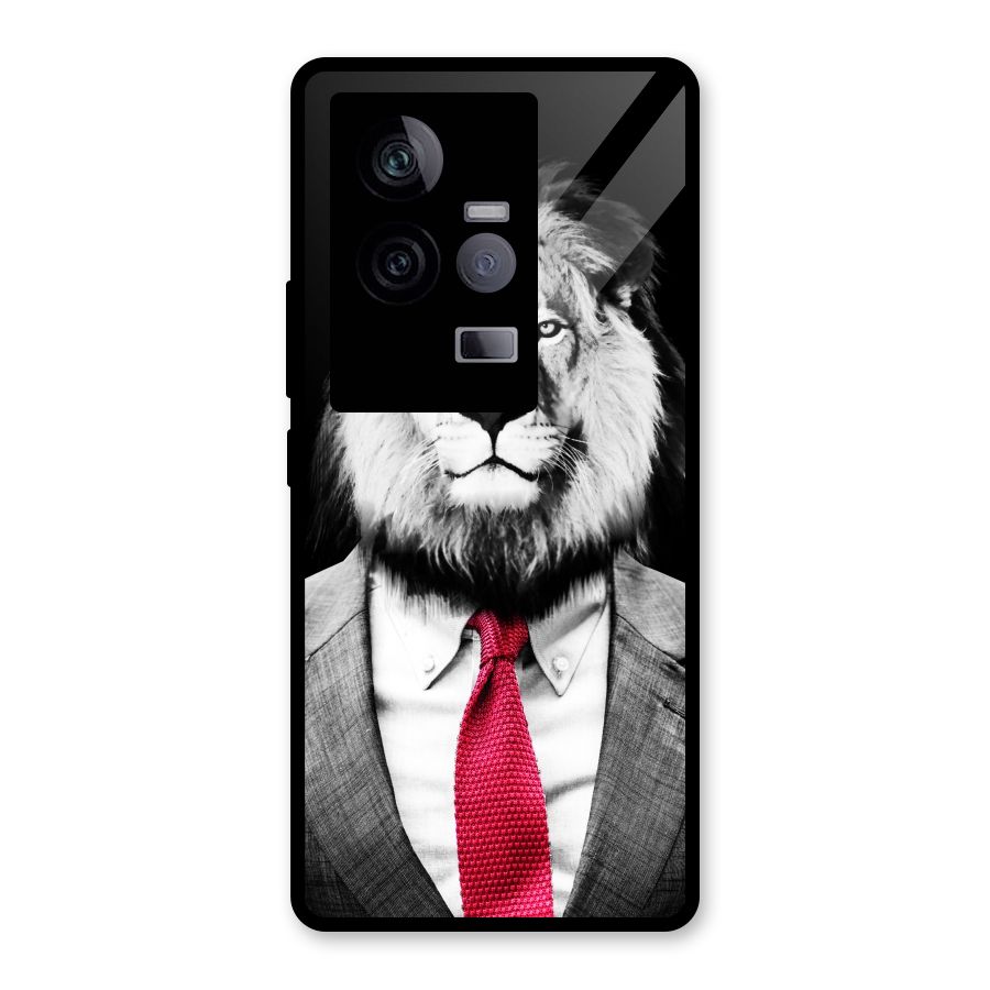 Lion with Red Tie Glass Back Case for Vivo iQOO 11 5G