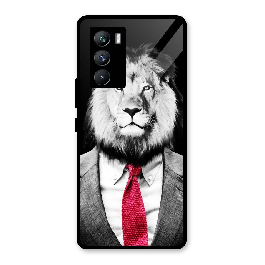 Lion with Red Tie Glass Back Case for Vivo iQOO 9 SE