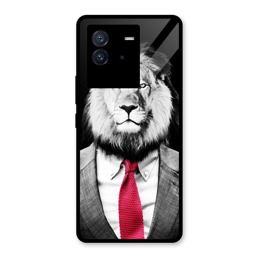 Lion with Red Tie Glass Back Case for Vivo iQOO Neo 6 5G