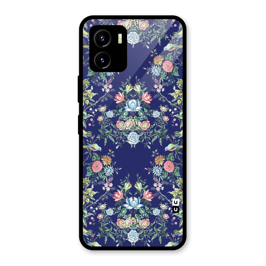 Little Flowers Pattern Glass Back Case for Vivo Y15s