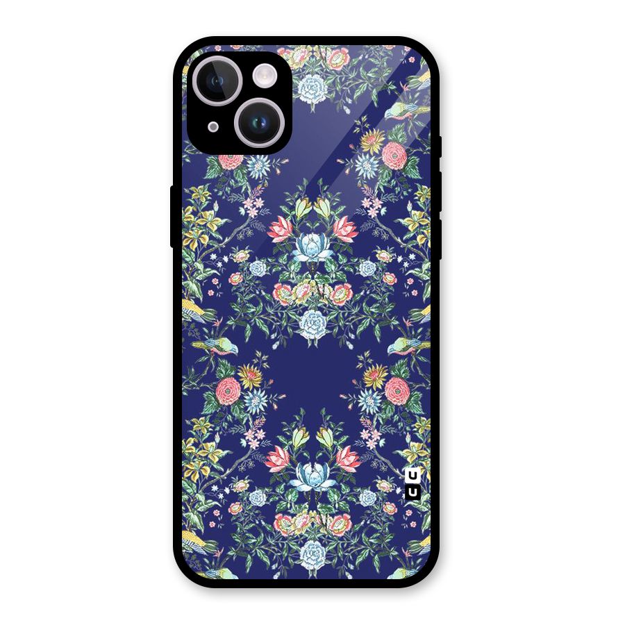 Little Flowers Pattern Glass Back Case for iPhone 14 Plus