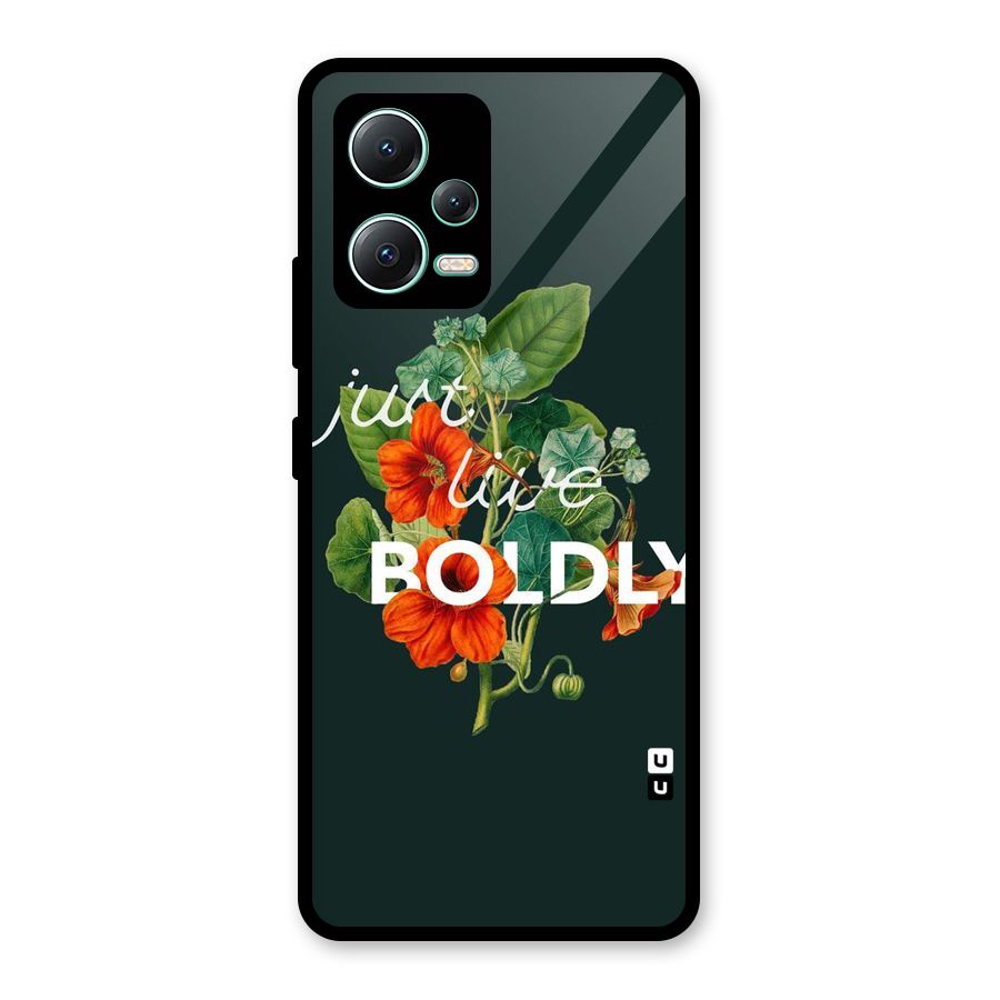Live Boldly Glass Back Case for Redmi Note 12 5G