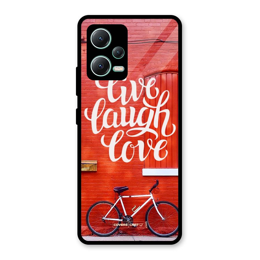 Live Laugh Love Glass Back Case for Redmi Note 12 5G
