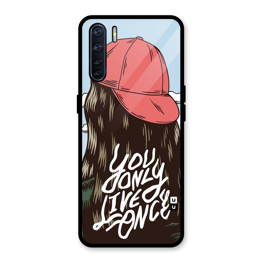 Live Once Glass Back Case for Oppo F15