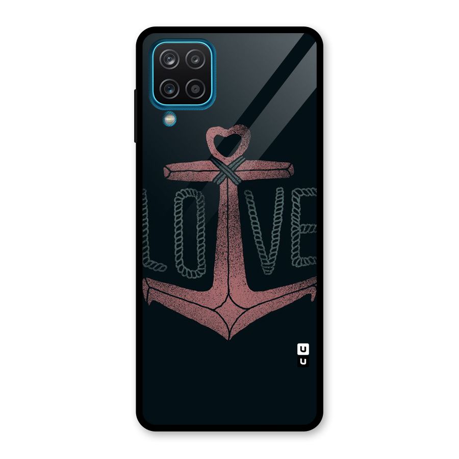 Love Anchor Form Glass Back Case for Galaxy A12