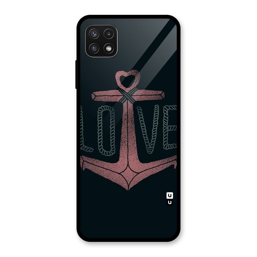 Love Anchor Form Glass Back Case for Galaxy A22 5G