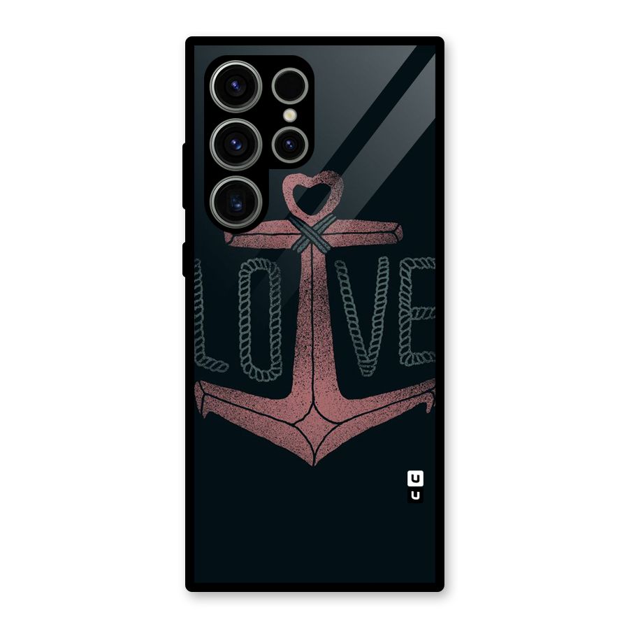 Love Anchor Form Glass Back Case for Galaxy S23 Ultra
