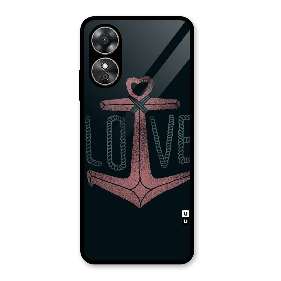Love Anchor Form Glass Back Case for Oppo A17