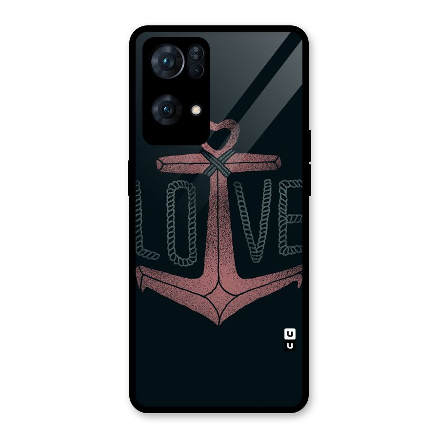 Love Anchor Form Glass Back Case for Oppo Reno7 Pro 5G