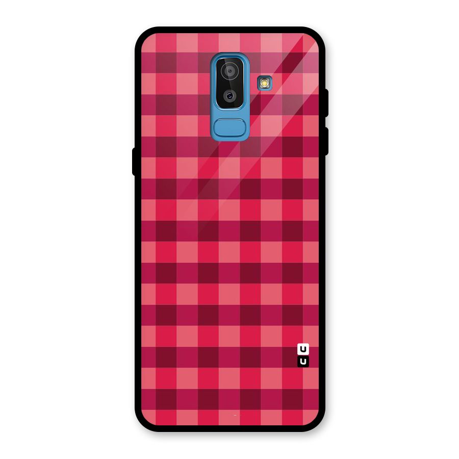 Love Checks Glass Back Case for Galaxy J8