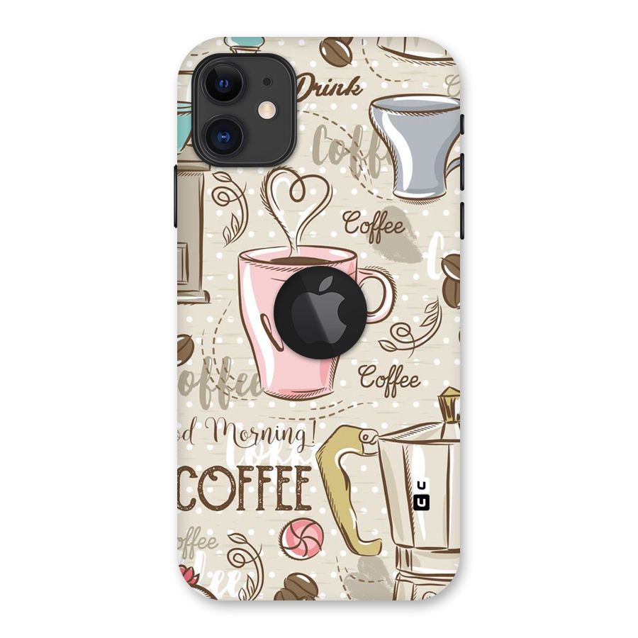 Love Coffee Design Back Case for iPhone 11 Logo Cut