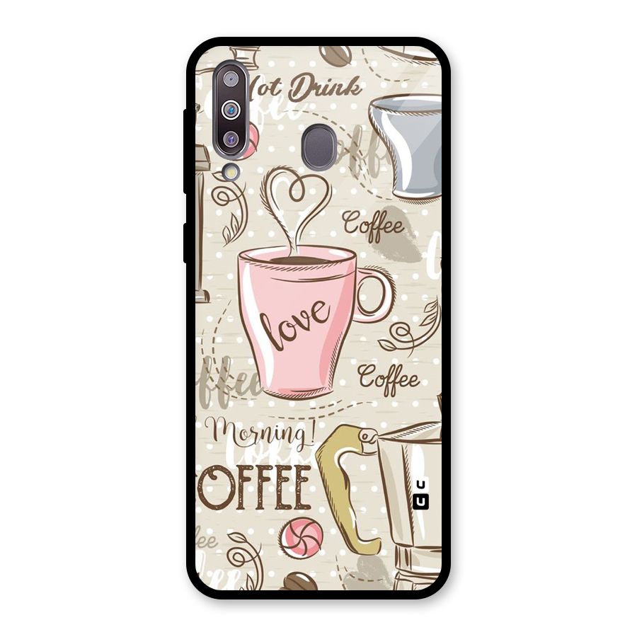 Love Coffee Design Glass Back Case for Galaxy M30