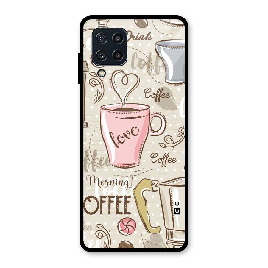 Love Coffee Design Glass Back Case for Galaxy M32
