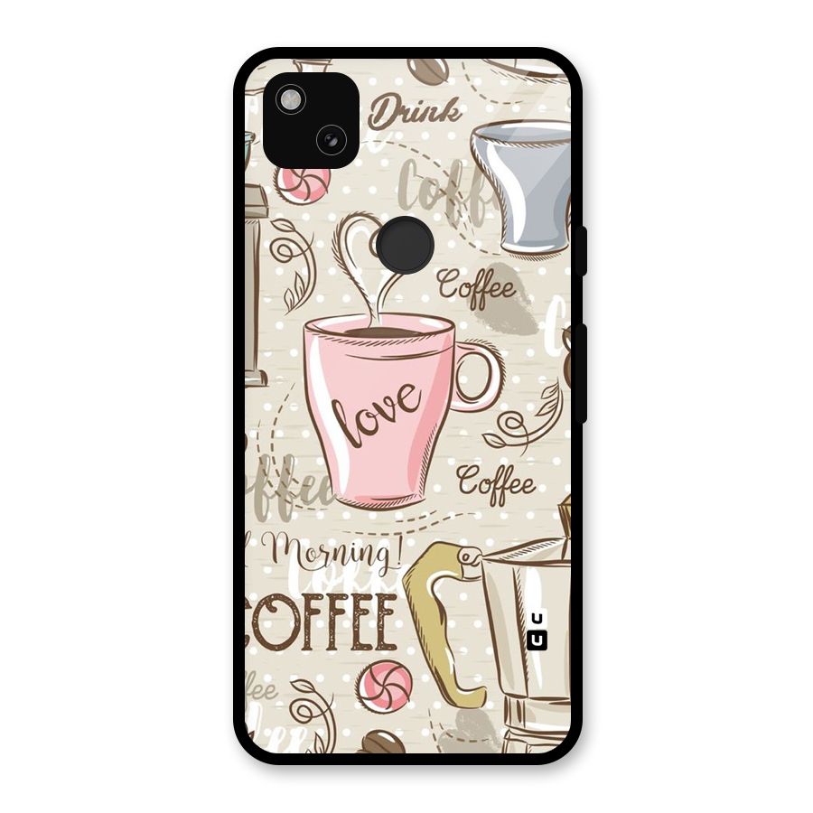 Love Coffee Design Glass Back Case for Google Pixel 4a
