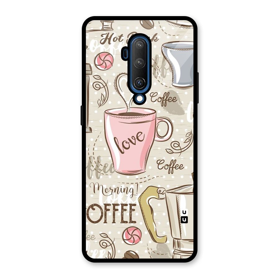 Love Coffee Design Glass Back Case for OnePlus 7T Pro