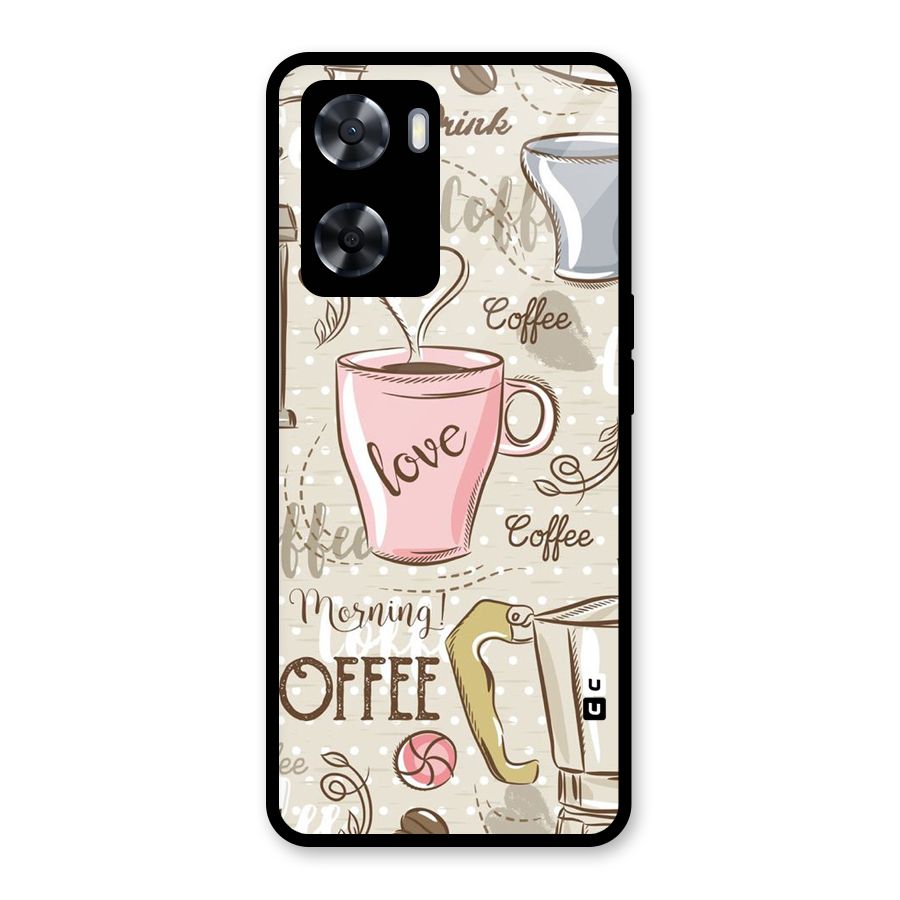 Love Coffee Design Glass Back Case for Oppo A57 2022