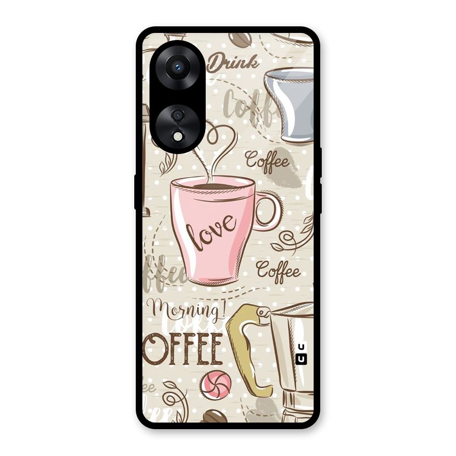 Love Coffee Design Glass Back Case for Oppo A78
