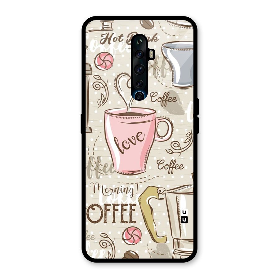 Love Coffee Design Glass Back Case for Oppo Reno2 Z
