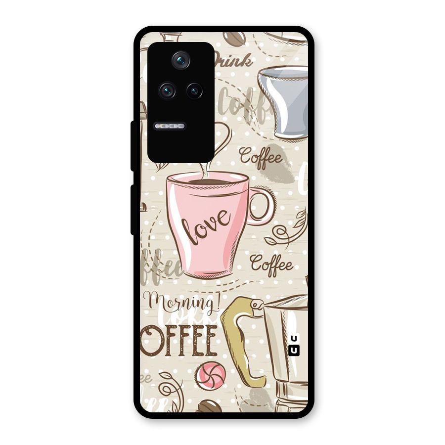 Love Coffee Design Glass Back Case for Poco F4 5G