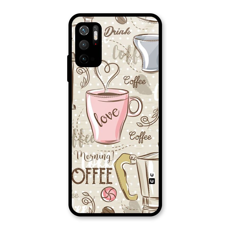Love Coffee Design Glass Back Case for Poco M3 Pro 5G