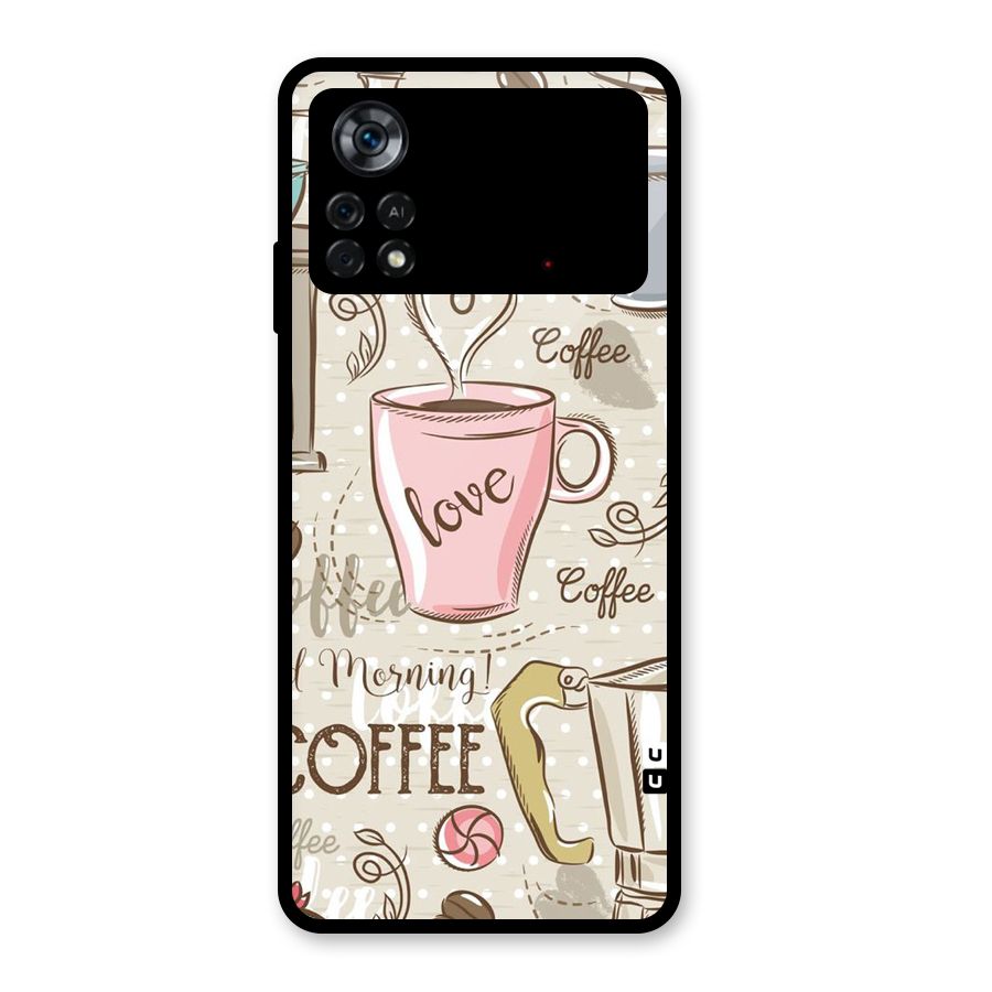 Love Coffee Design Glass Back Case for Poco X4 Pro 5G