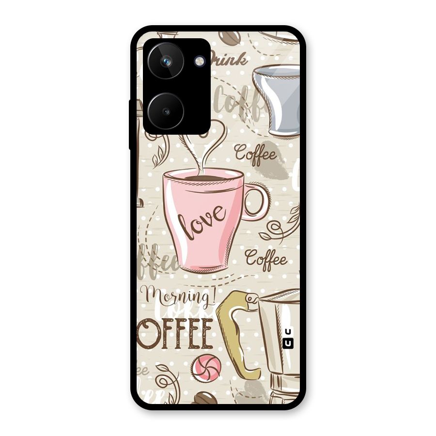 Love Coffee Design Glass Back Case for Realme 10